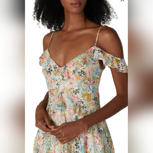 RACHEL Rachel Roy Floral Ruffle Chiffon Midi Dress - Picture 3 of 9